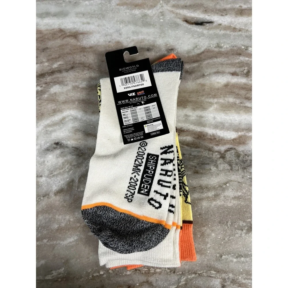 Naruto Shippuden Collection Ramen Noodle‎ Soup Crew Socks (2 Pair) Sz 8-12